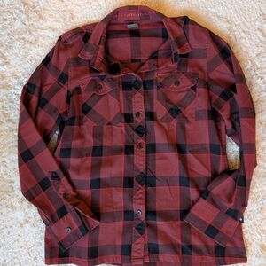 Red and Black Plaid Button-Up Shirt